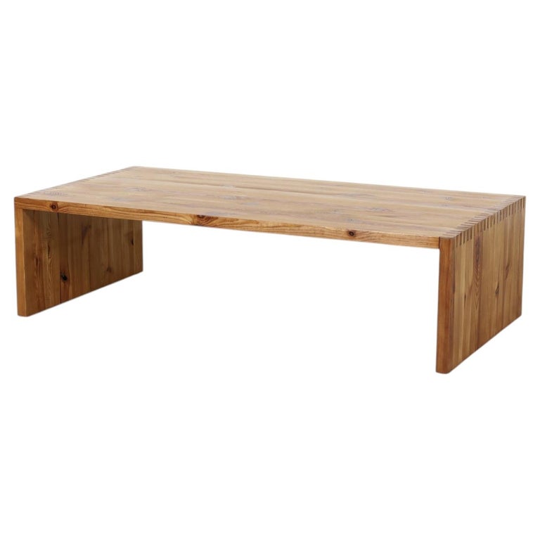 1970s Dutch Pine Waterfall Coffee Table or Bench, Ate van Apeldoorn Style
