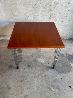 1970s Dutch Side Table with Beech Wood Top and Aluminum Base - Attr Fritz Hansen