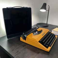 1970s Dutch Sperry Remington 10/50 Yellow Typewriter Working with Case