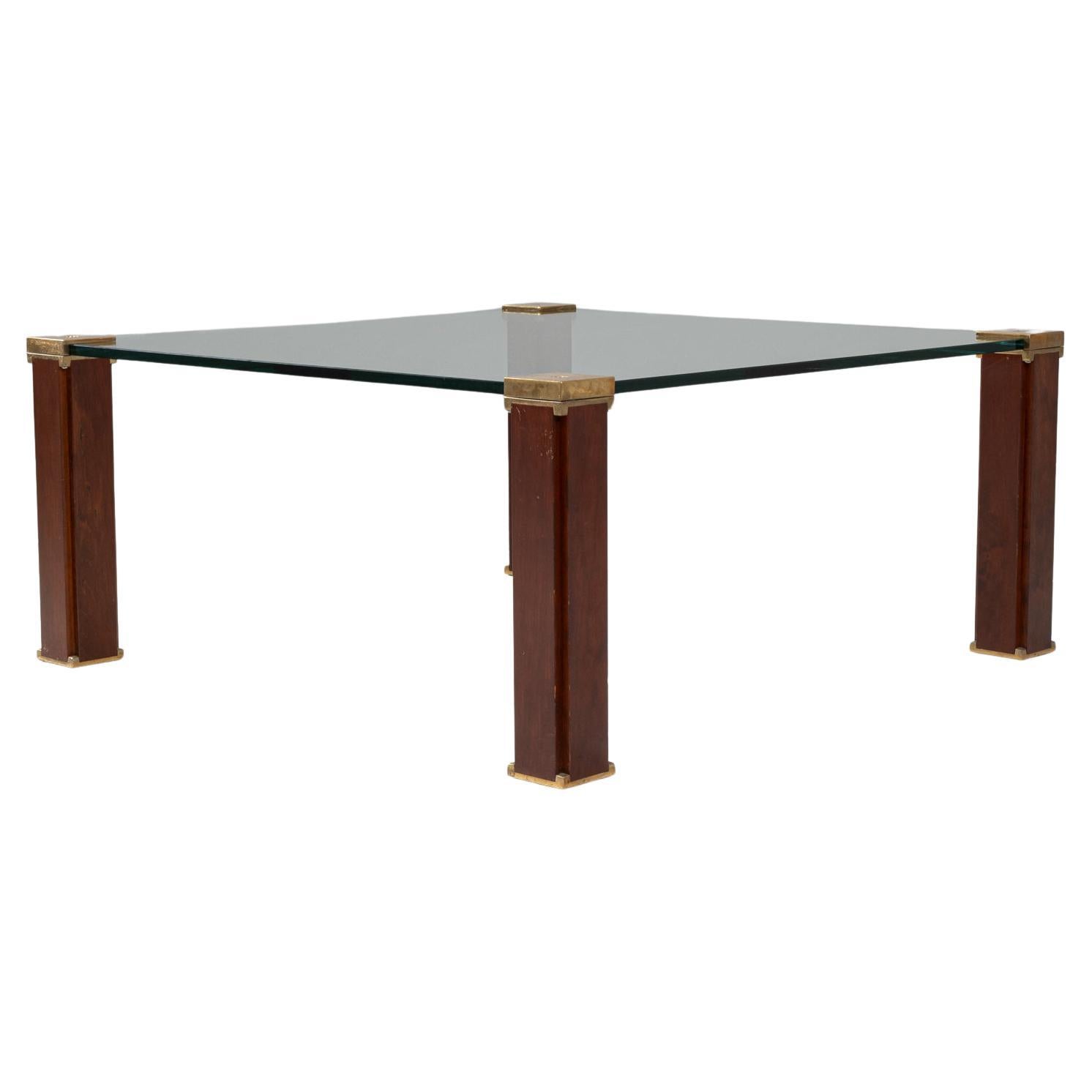 1970 Dutch T66 Glass & Brass Coffee Table By Peter Ghyczy