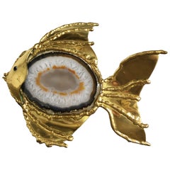 Lampe à poisson Duval-Brasseur des années 1970 avec agate