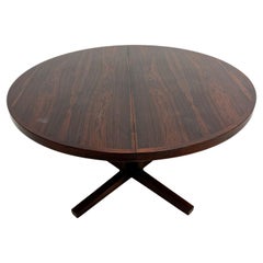 1970s Dyrlund Rosewood Round to Oval Extendable Dining Table Denmark