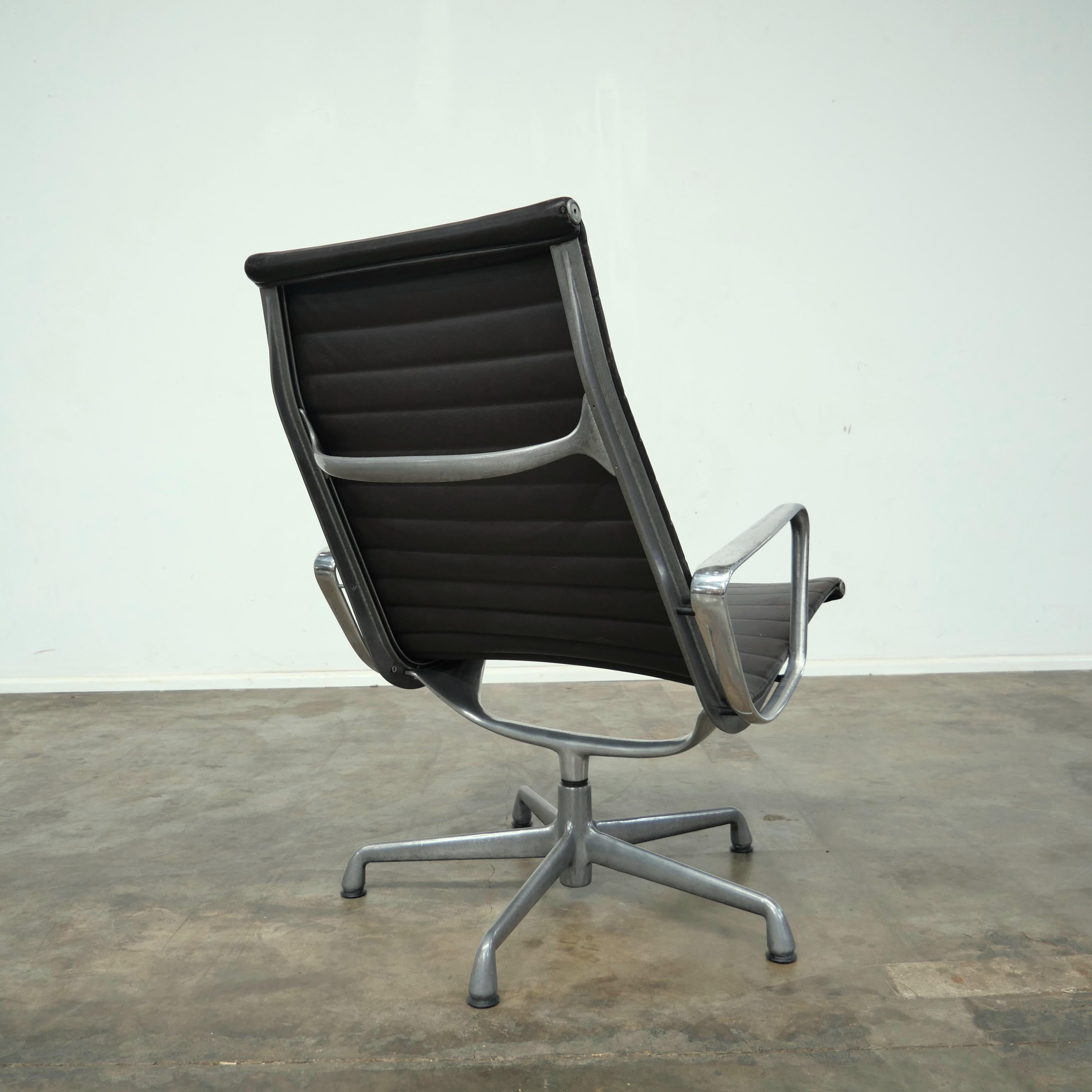 The 'Eames ‘Aluminum Lounge Chair ’ A name you have heard whispered in hushed tones around the office since 1958. This sleak piece of weaponry designed by Charles and Ray Eames has and always will be, timeless. 
Here we have an original, stamped and