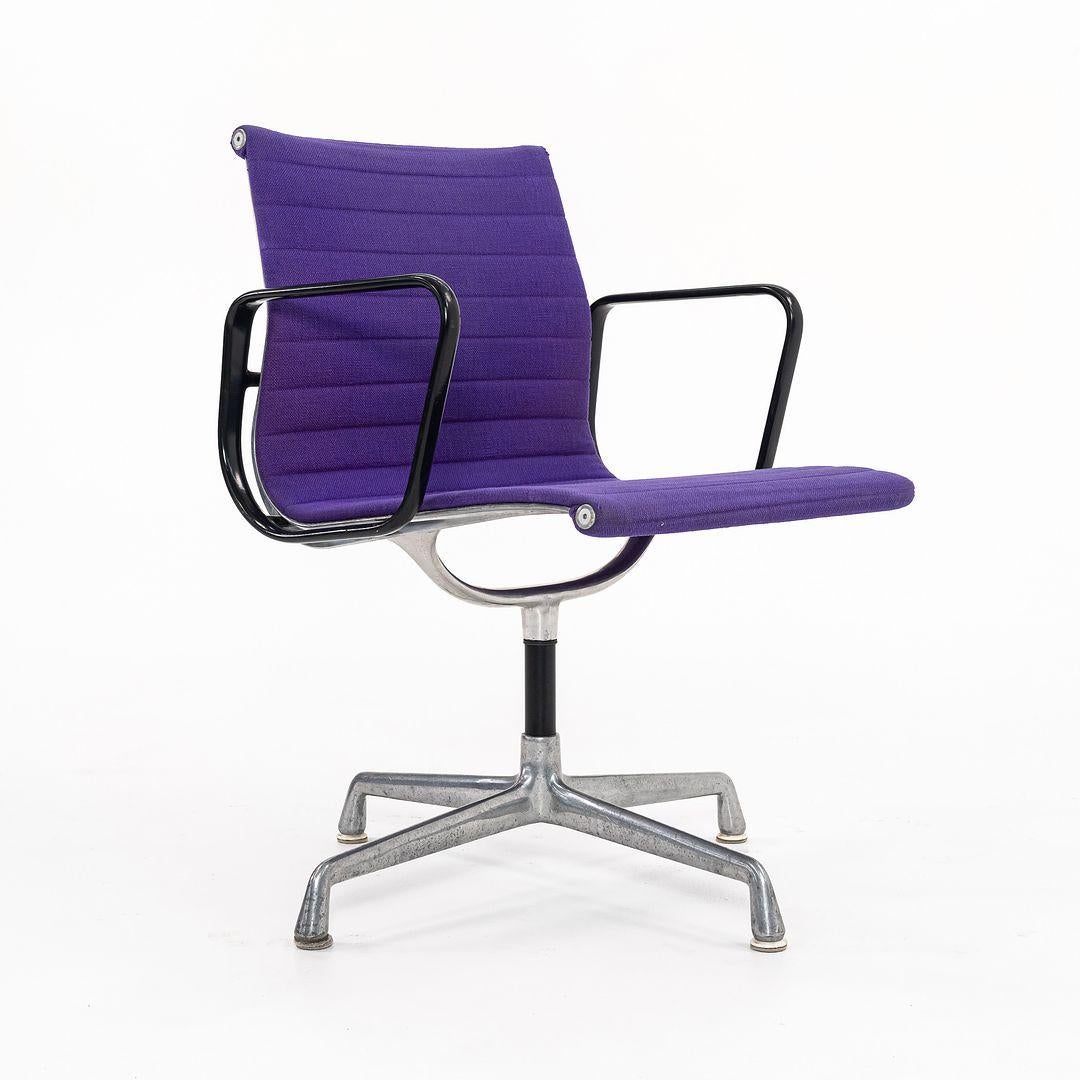 1970s Eames Aluminum Group Management Desk / Side Chair in Purple Hopsack For Sale 4
