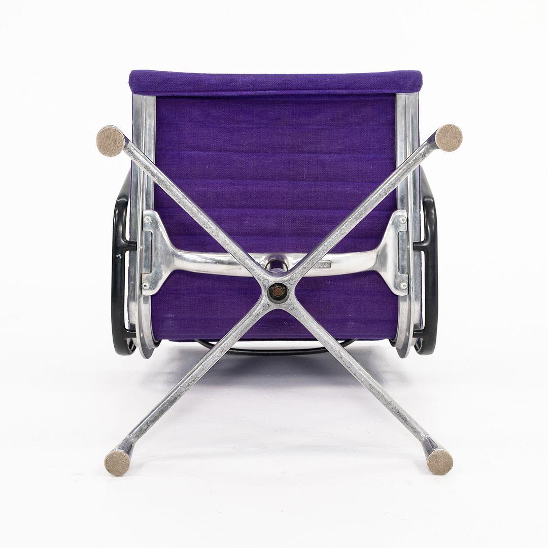 1970s Eames Aluminum Group Management Desk / Side Chair in Purple Hopsack For Sale 5