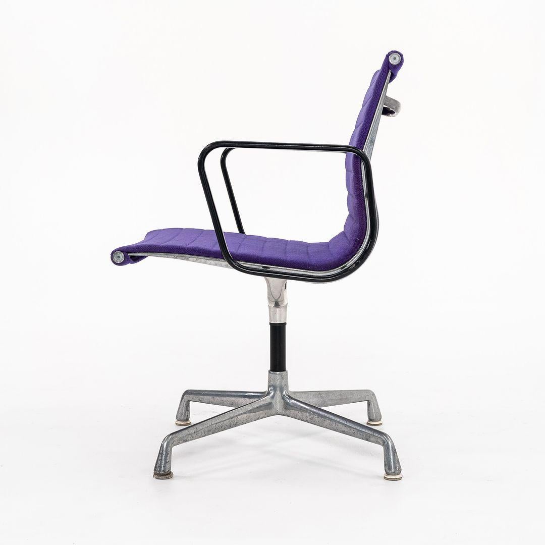 American 1970s Eames Aluminum Group Management Desk / Side Chair in Purple Hopsack For Sale