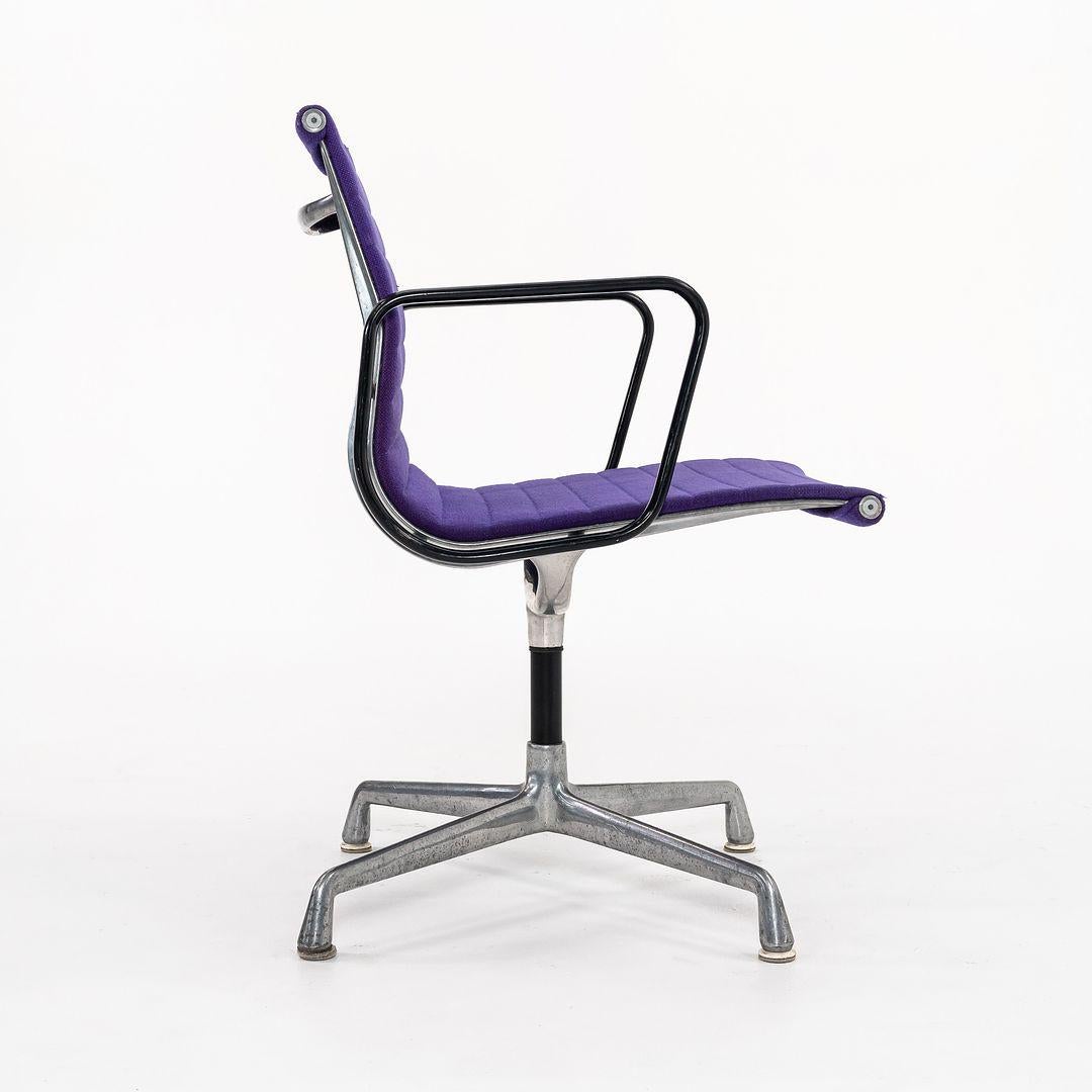 1970s Eames Aluminum Group Management Desk / Side Chair in Purple Hopsack For Sale 2