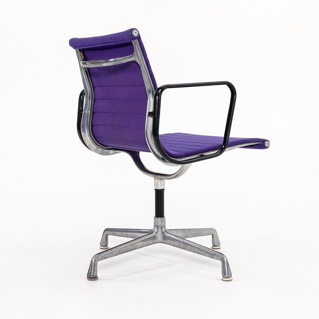 1970s Eames Aluminum Group Management Desk / Side Chair in Purple Hopsack For Sale 3