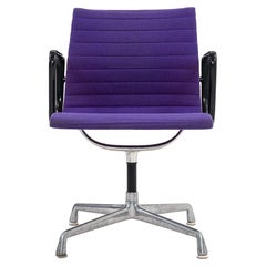 1970s Eames Aluminum Group Management Desk / Side Chair in Purple Hopsack