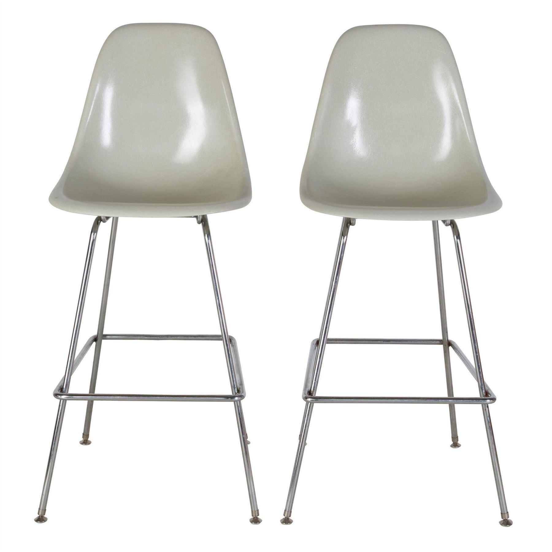 A pair of barstools manufactured by Herman Miller for Charles & Ray Eames, circa 1970.