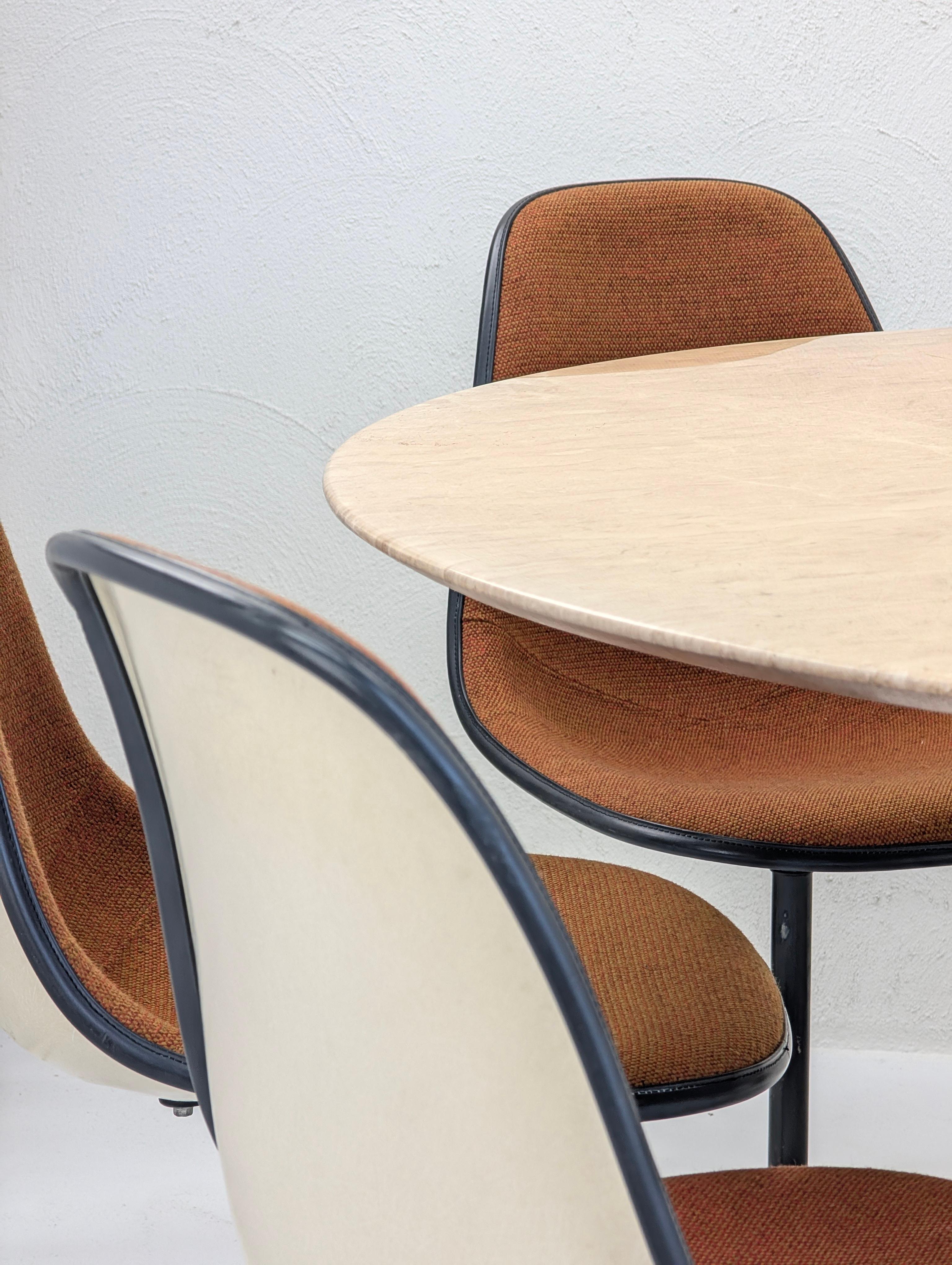 1970s Eames for Herman Miller Dining Suite with Platner-Edge Travertine Fossil For Sale 5