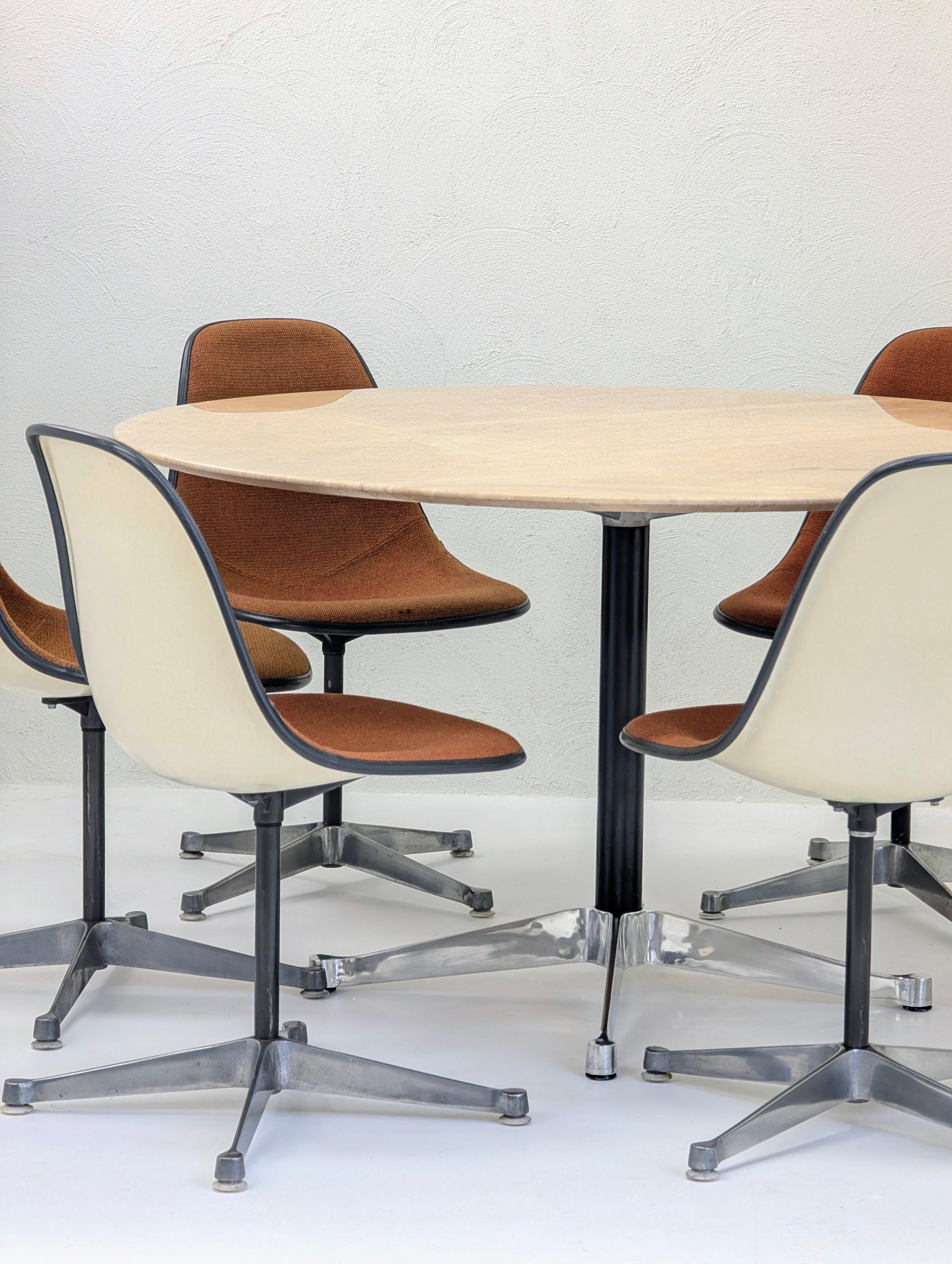1970s Eames for Herman Miller Dining Suite with Platner-Edge Travertine Fossil For Sale 6