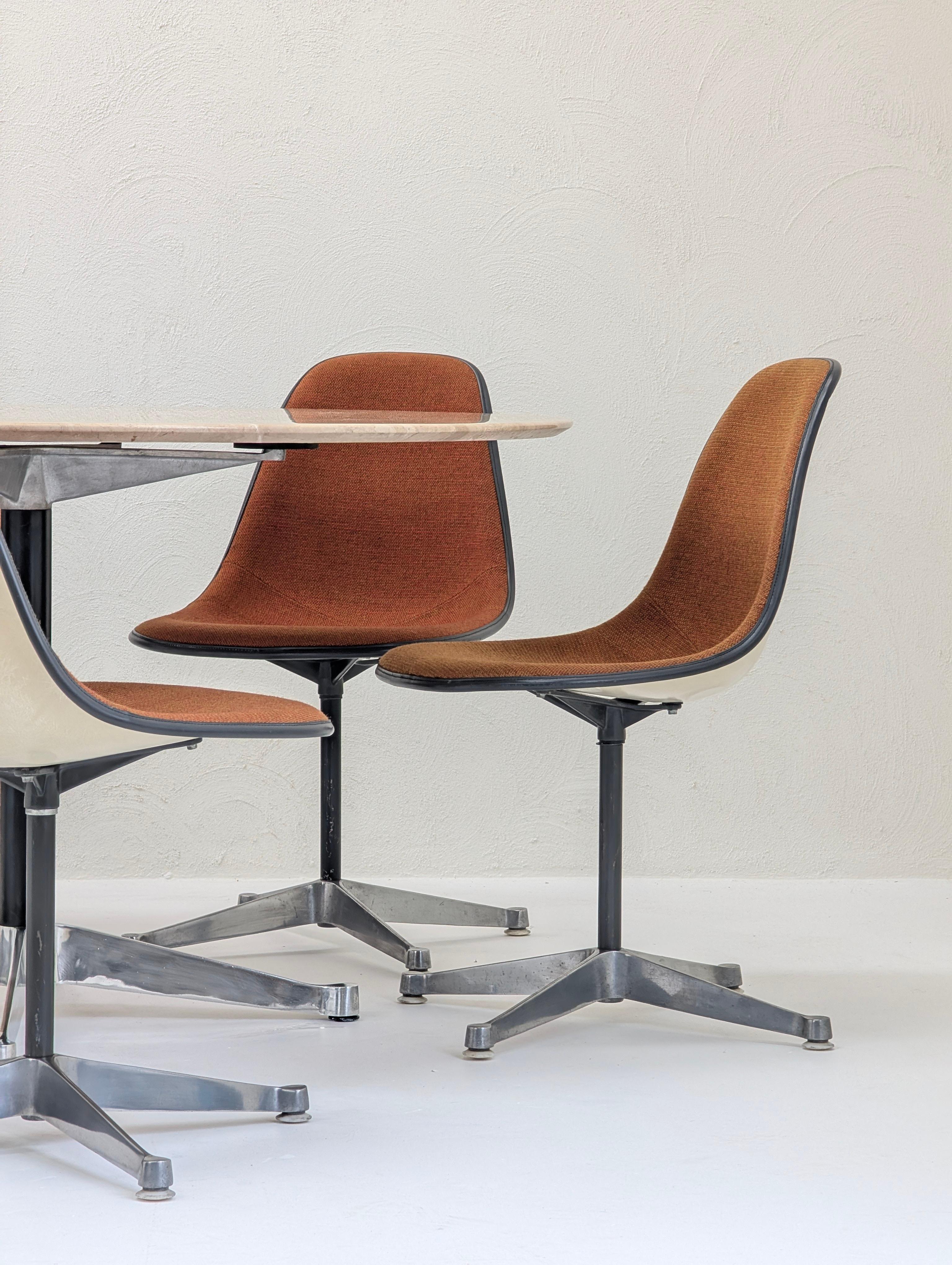 1970s Eames for Herman Miller Dining Suite with Platner-Edge Travertine Fossil For Sale 7