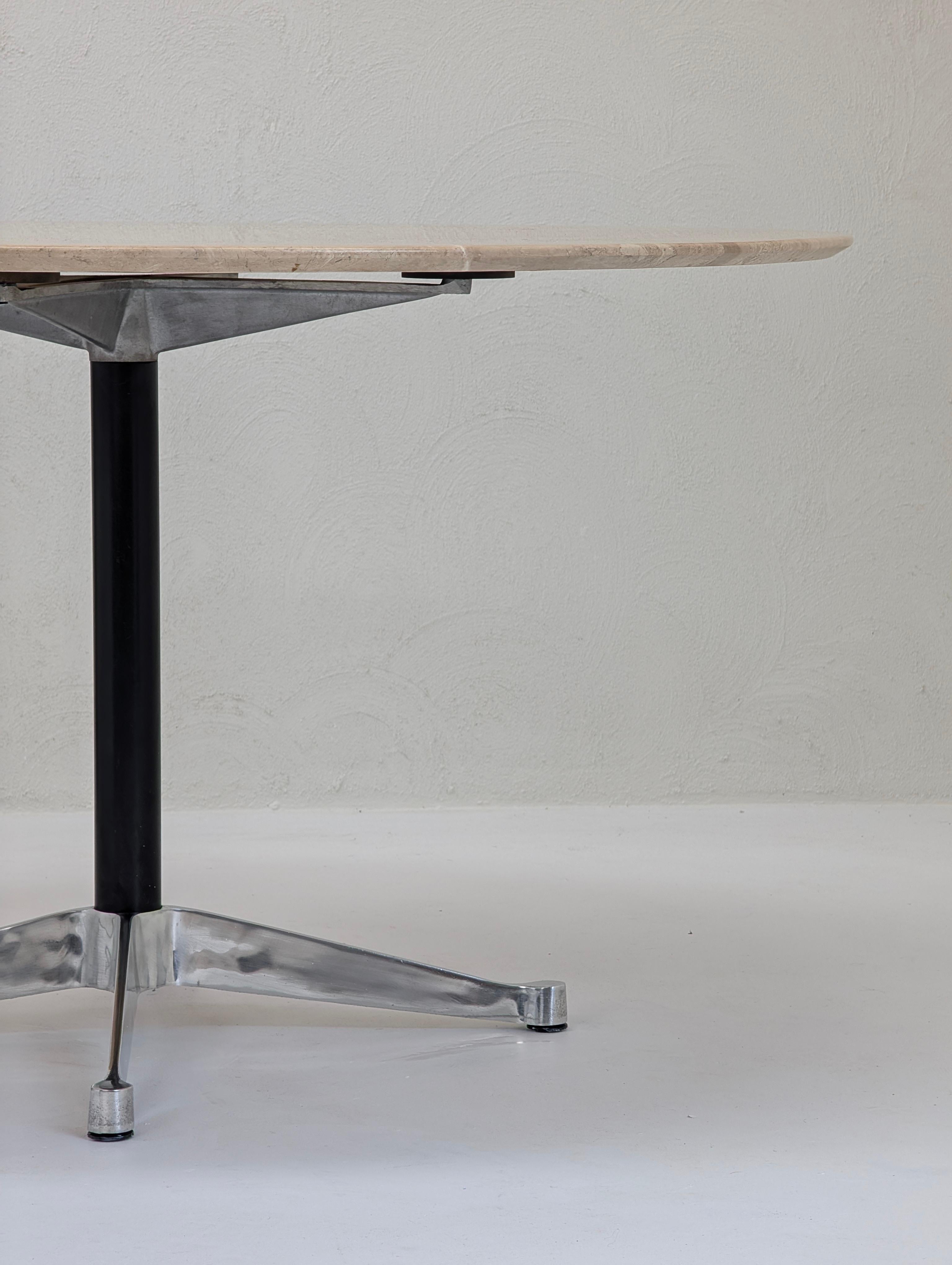 1970s Eames for Herman Miller Dining Suite with Platner-Edge Travertine Fossil For Sale 8