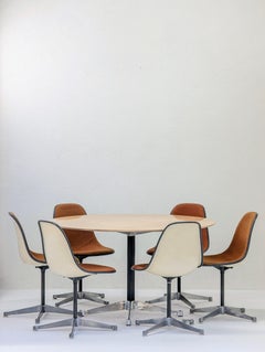 1970s Eames for Herman Miller Dining Suite with Platner-Edge Travertine Fossil