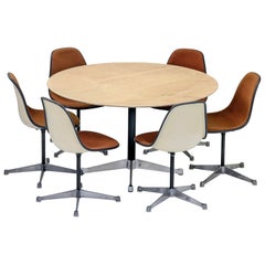 1970s Eames for Herman Miller Dining Suite with Platner-Edge Travertine Fossil