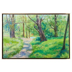 1970's Early Summer in Central Park Pastoral Oil Painting