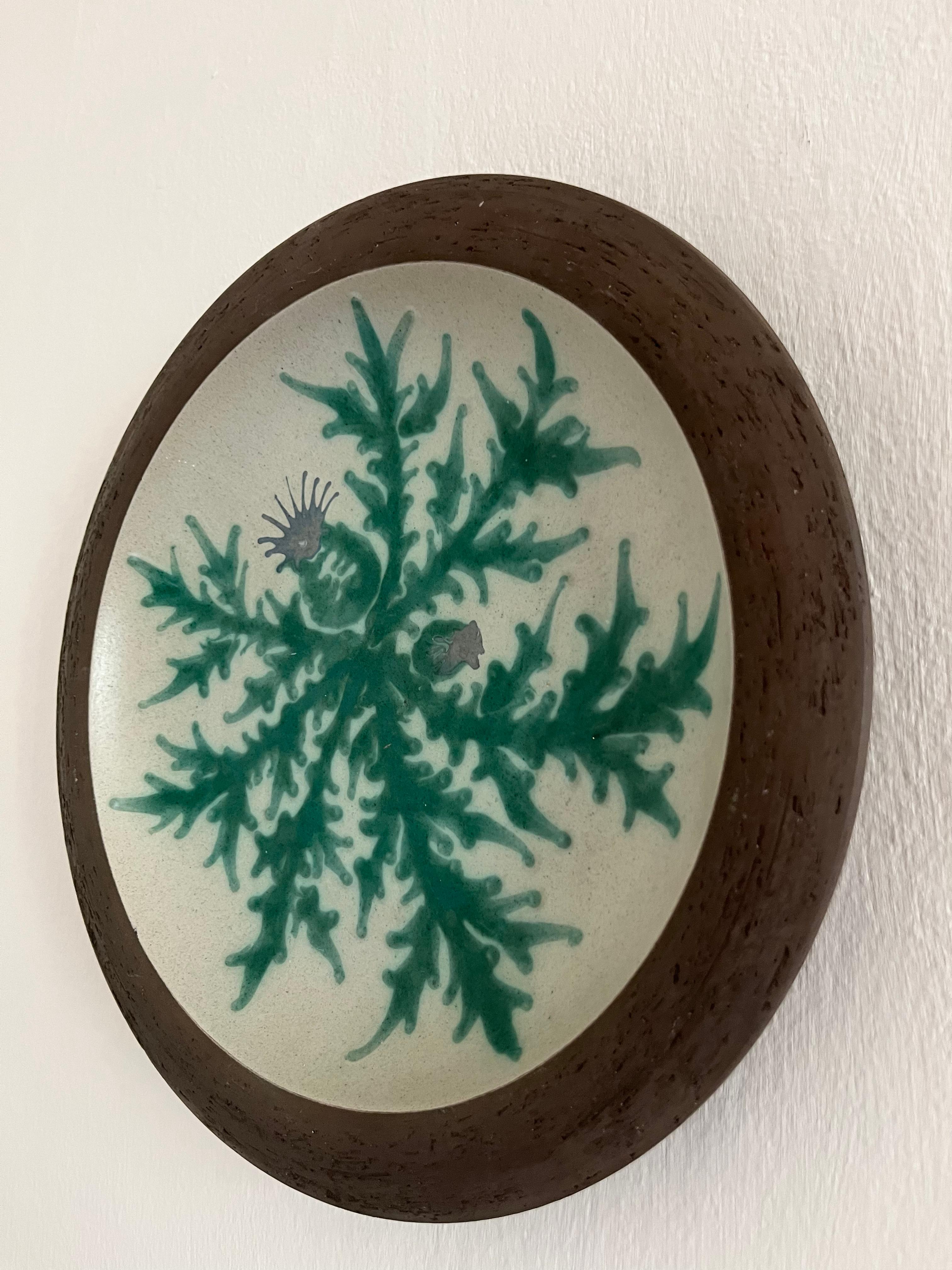 Scandinavian Modern 1970s earthenware wall decoration with thistle decorations For Sale