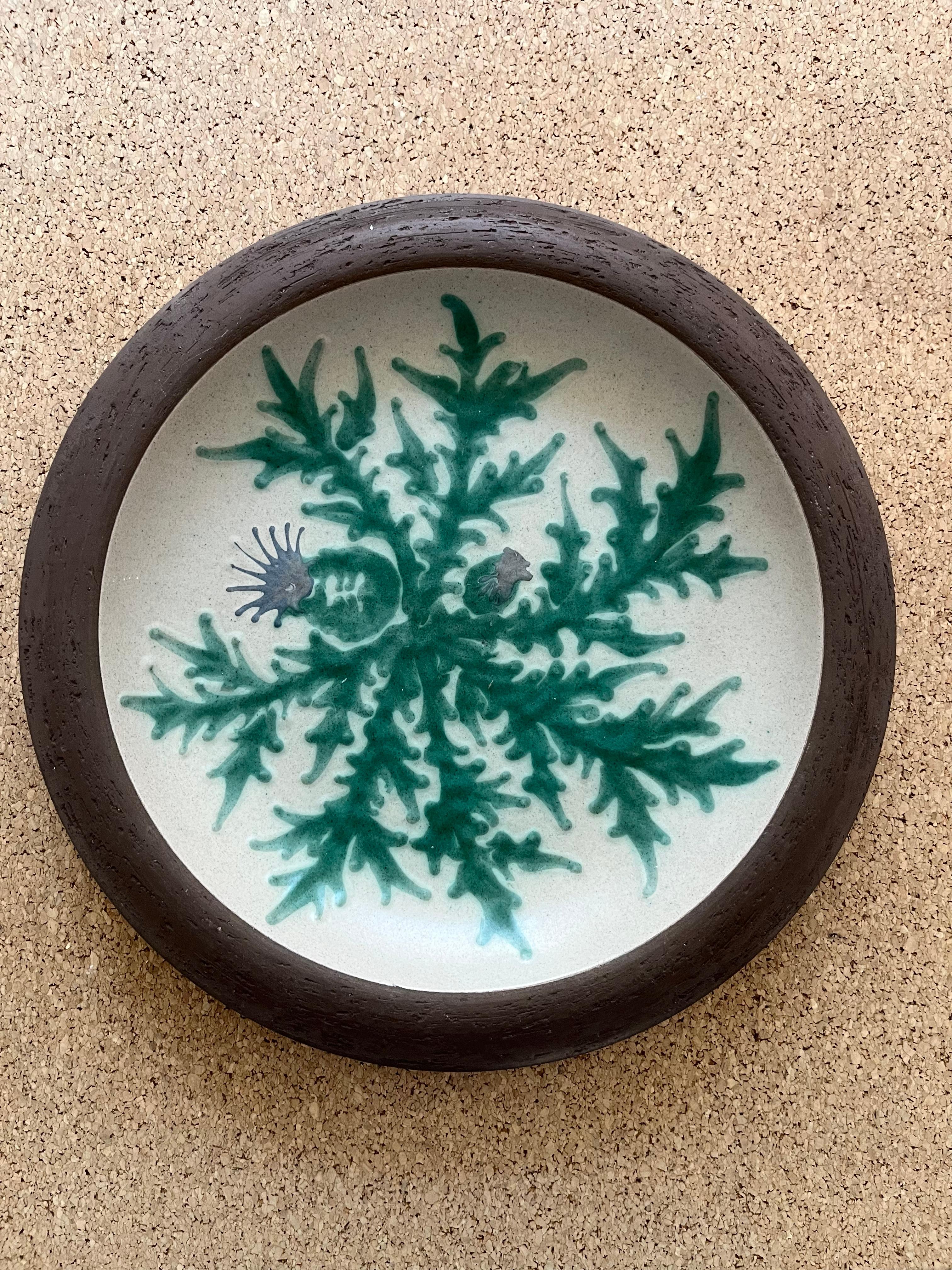 Earthenware 1970s earthenware wall decoration with thistle decorations For Sale