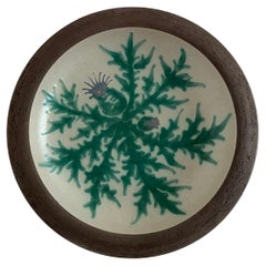 Retro 1970s earthenware wall decoration with thistle decorations