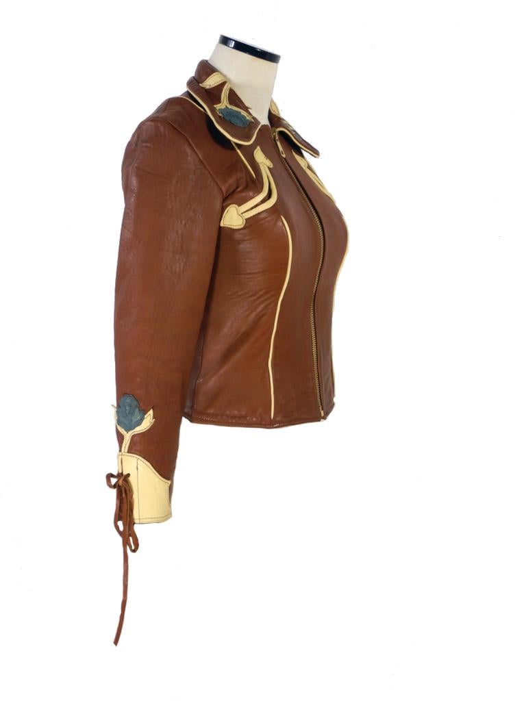 Vintage 1970s East West Musical Instruments leather jacket, this model is called the 