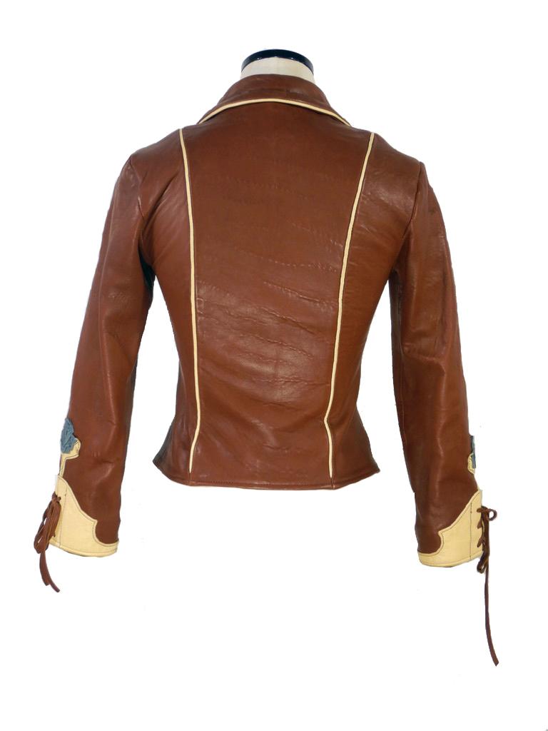 1970s East West Musical Instruments Rodeo Western Leather Jacket In Excellent Condition For Sale In Oakland, CA
