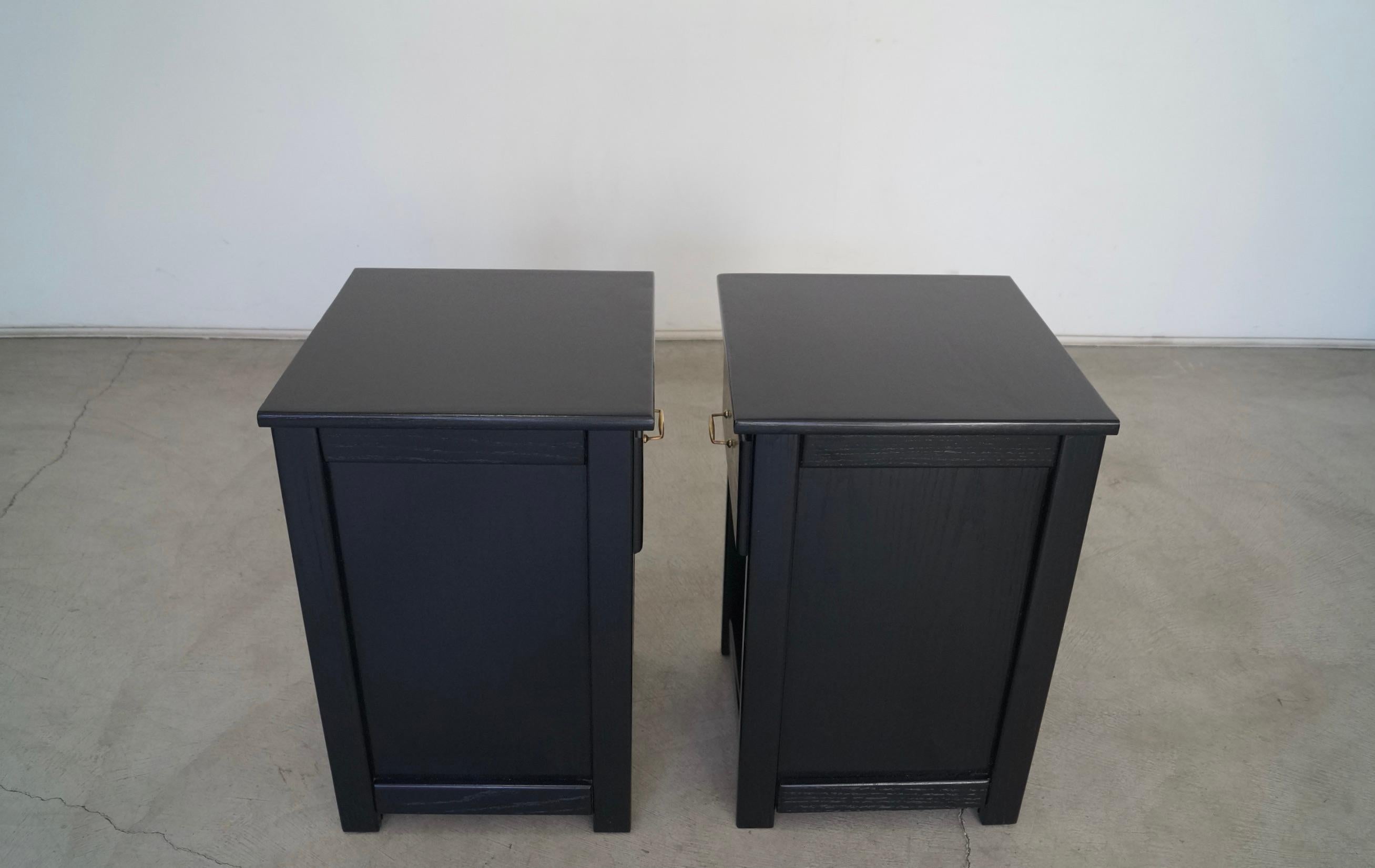 1970s Ebonized Oak Craftsman Nightstands, a Pair For Sale 3