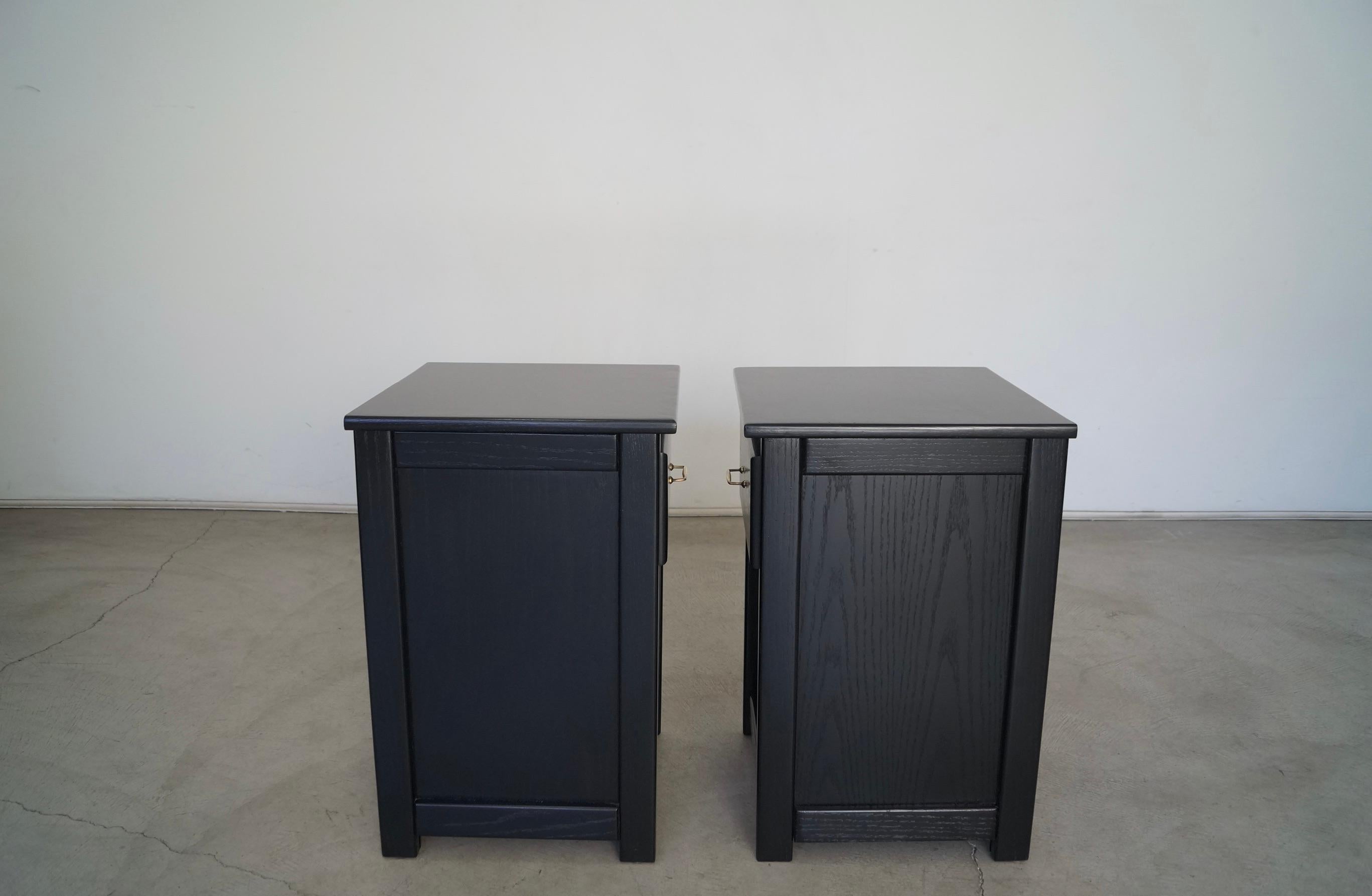 1970s Ebonized Oak Craftsman Nightstands, a Pair For Sale 4
