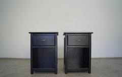 1970s Ebonized Oak Craftsman Nightstands, a Pair