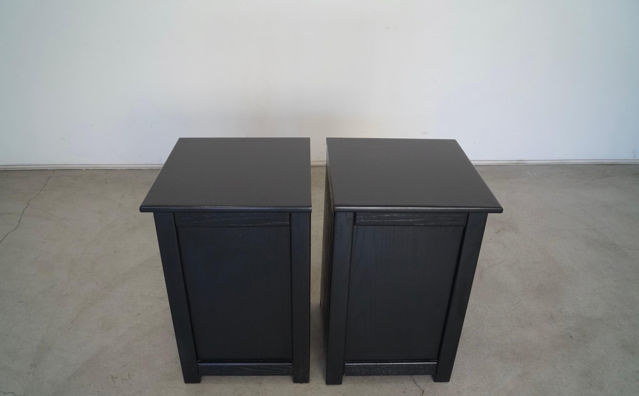 1970s Ebonized Oak Craftsman Nightstands, a Pair For Sale 2
