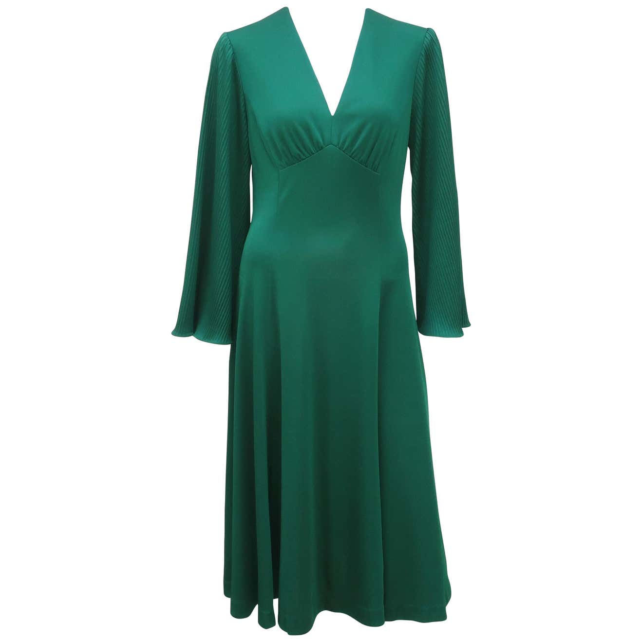 1970's Edith Flagg Emerald Green Disco Dress For Sale at 1stDibs