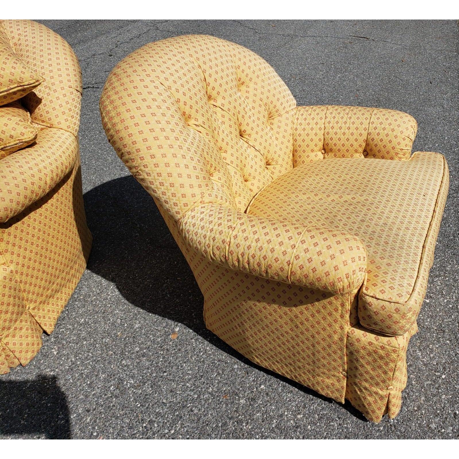Late 20th Century 1970s Edward Ferrell Lewis Mittman Club Chairs With Accent Pillows, a Pair