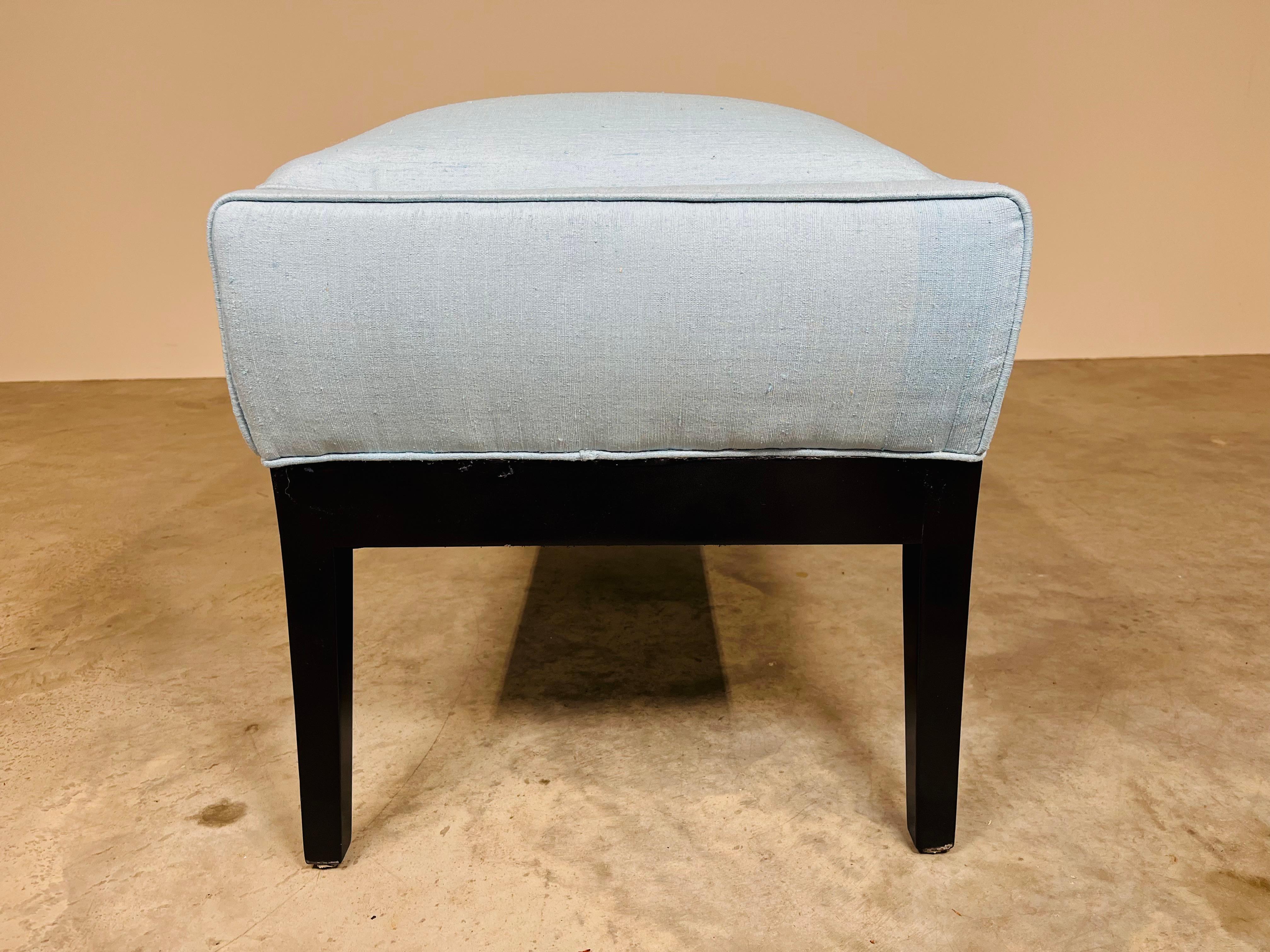 American 1970s Edward Wormley for Dunbar Bench in Blue Silk