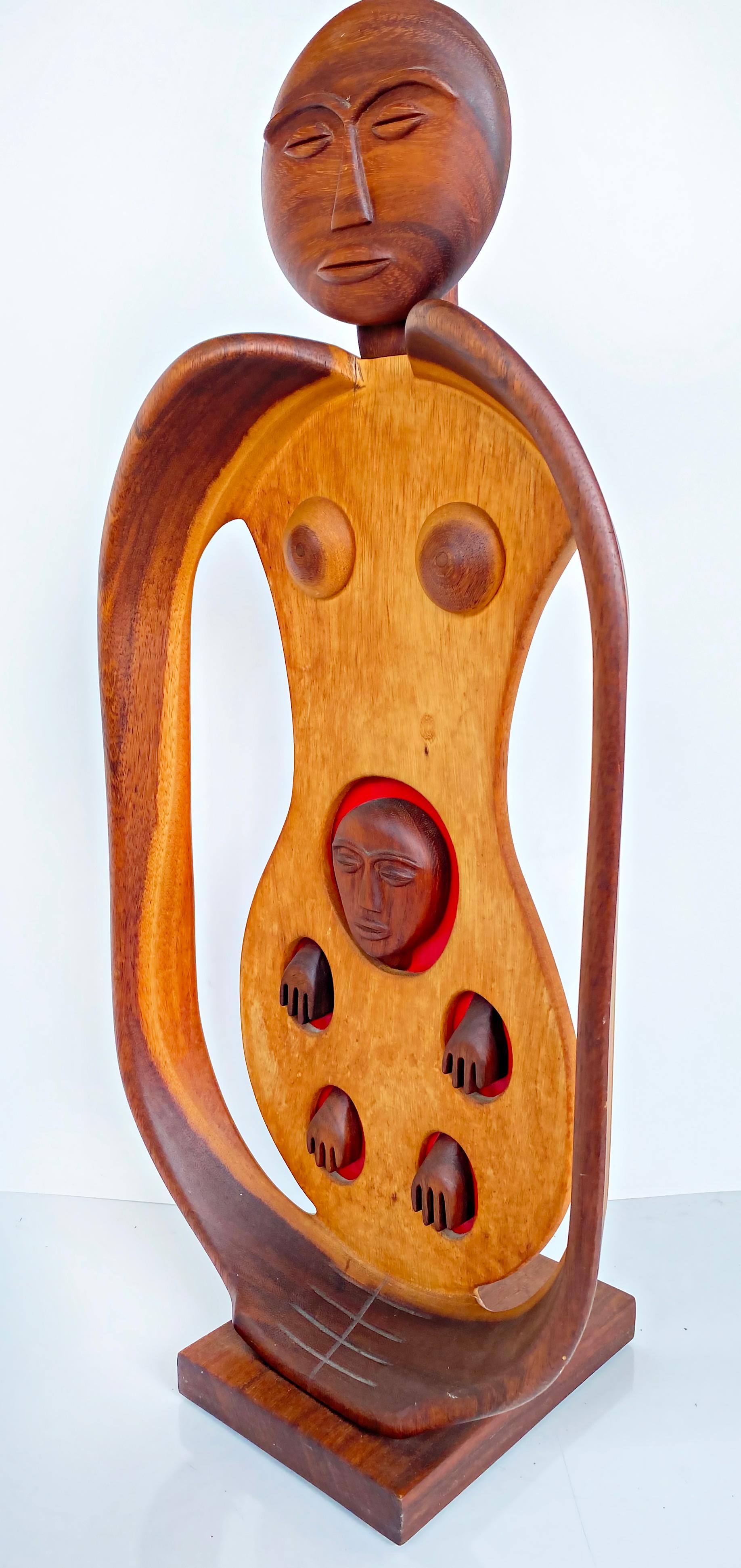 1970s Edwin Scheier Carved sculpture Symbolizing Fertility

Offered for sale is a rare, untitled sculpture of Guanacaste wood and paint by the listed American artist Edwin Scheier (1910-2008). Edwin Scheier was best known for his ceramic works