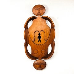 1970 Edwin Scheier Sculpture de fertilité en teck sculpté