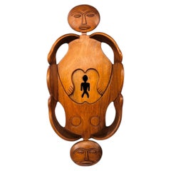 1970 Edwin Scheier Sculpture de fertilité en teck sculpté