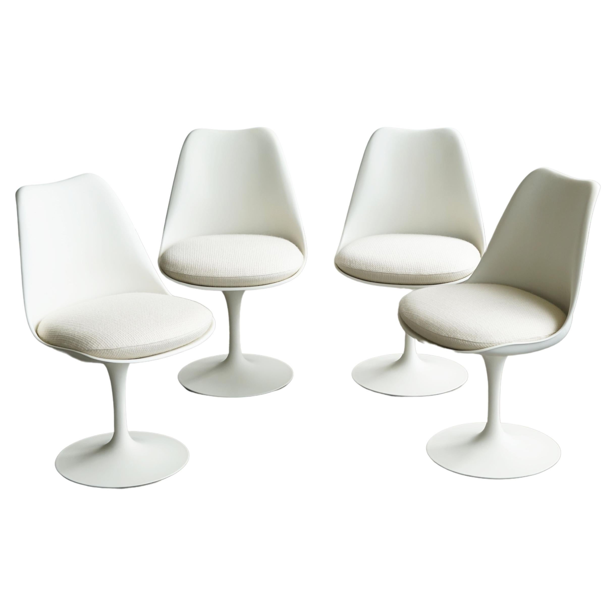 1960's Eero Saarinen Tulip dining chairs for Knoll, set of 4 upholstered