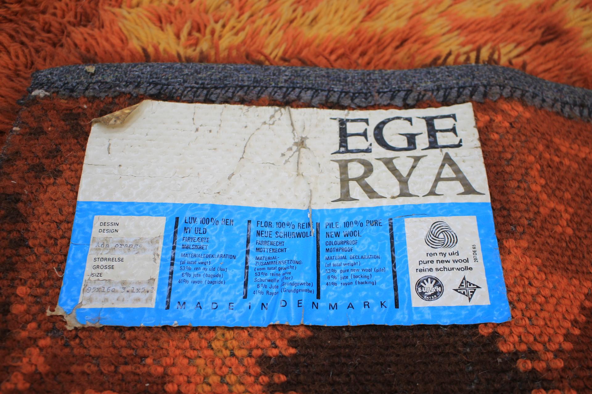Late 20th Century 1970s Egerya Danish Midcentury Wool Rug For Sale