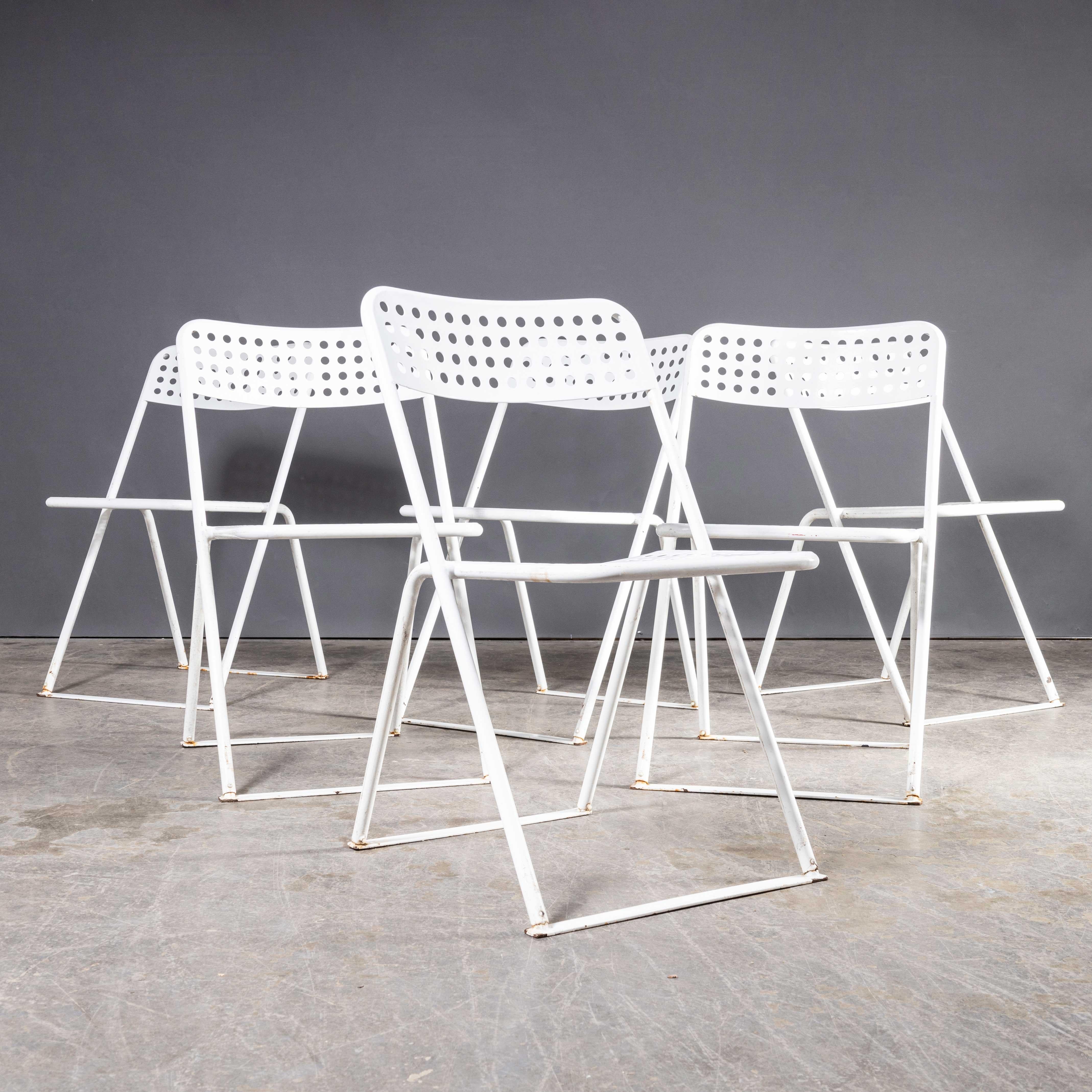 French 1970’s Egon Eiremann House in Baden Baden White Metal Chairs - Set Of Six For Sale