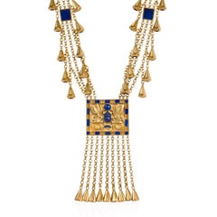 1970s Egyptian Revival Gold and Lapis Sautoir