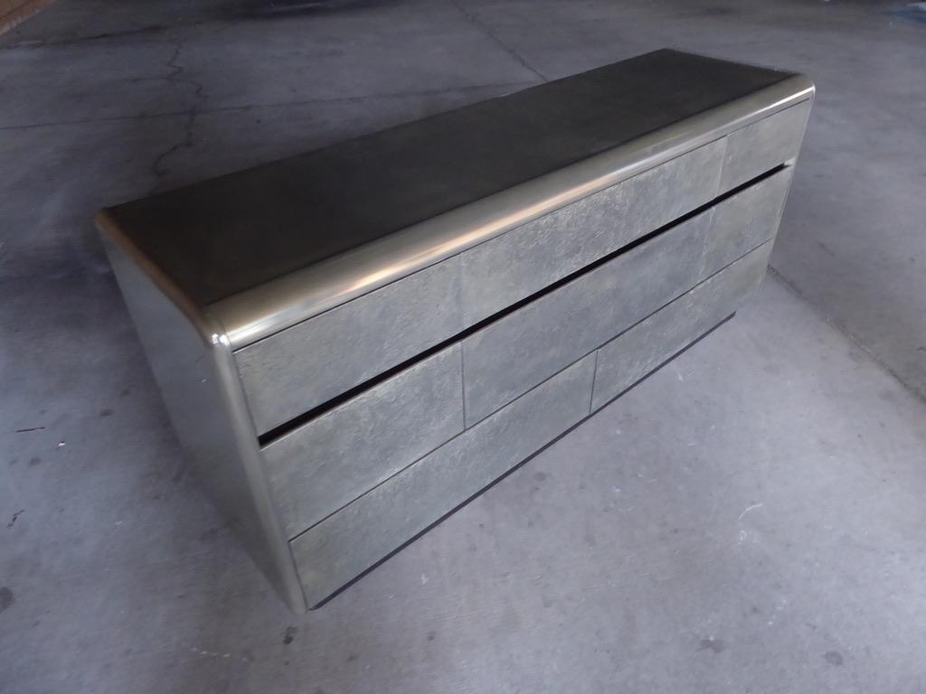 Mid-Century Modern 1970s Eight-Drawer Lane Chest Custom Coated with a Textured Metal Finish For Sale