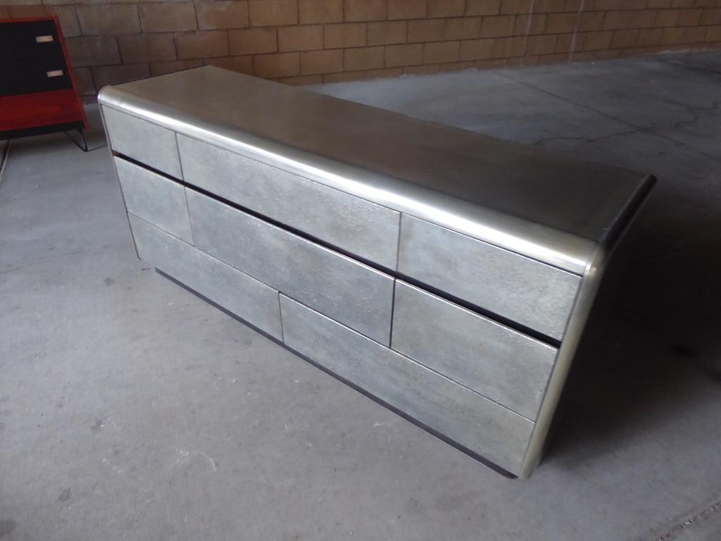 American 1970s Eight-Drawer Lane Chest Custom Coated with a Textured Metal Finish For Sale
