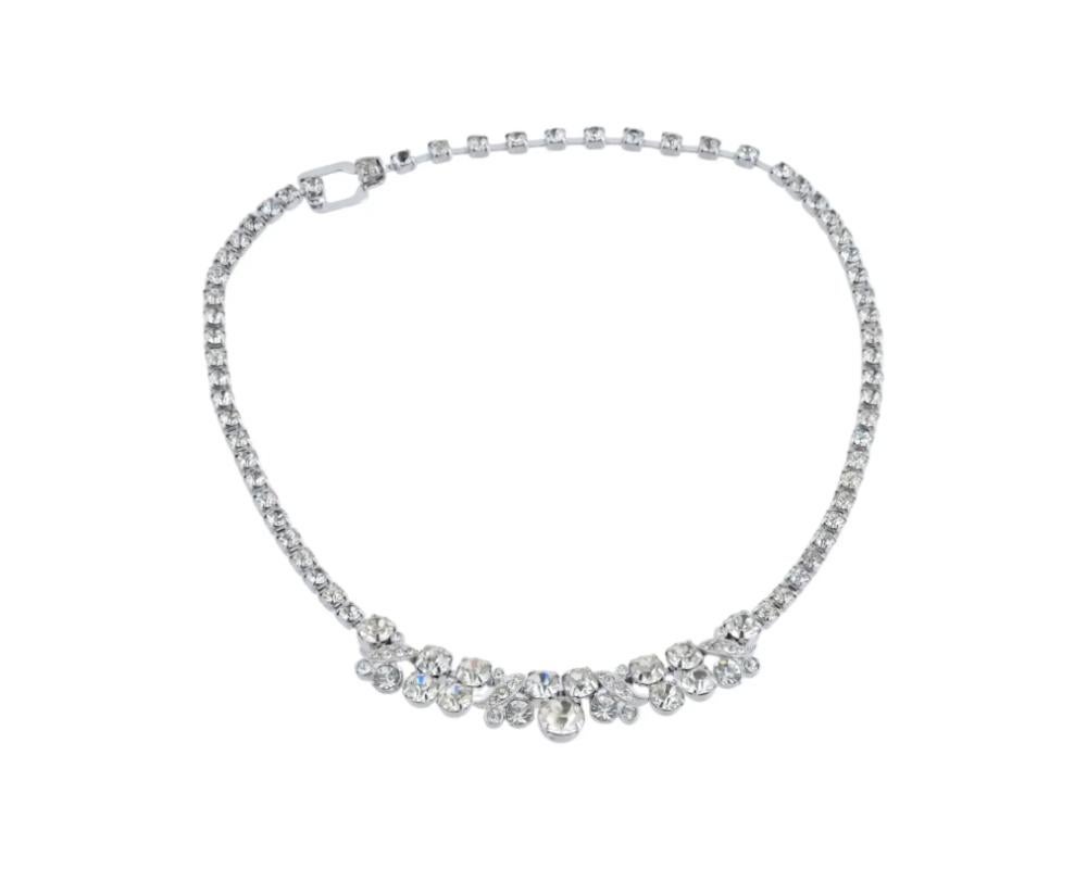 De las mujeres 1970S Eisenberg Ice Collar de strass transparente