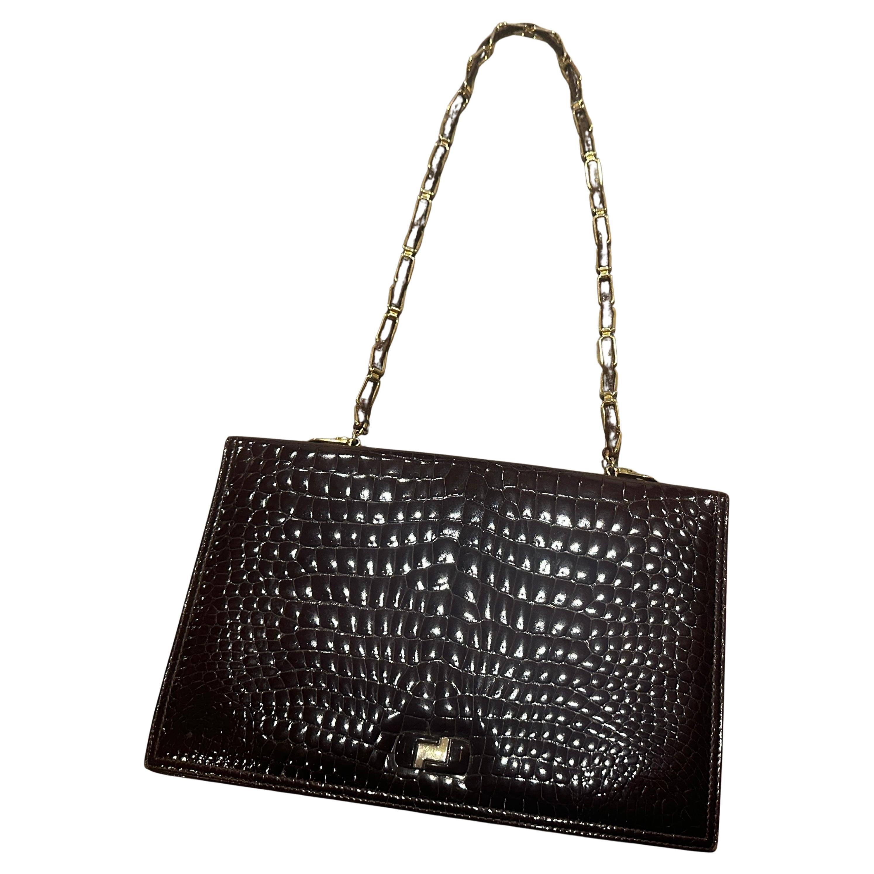 Borsa a tracolla Eleg anni '70 in pelle marrone italiana