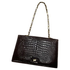 Vintage 1970s Elegant Brown Leather Italian Shoulder Bag