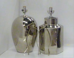 1970s Elegant and Modern Pair Mirror Glaze Table Lamps Tyndale
