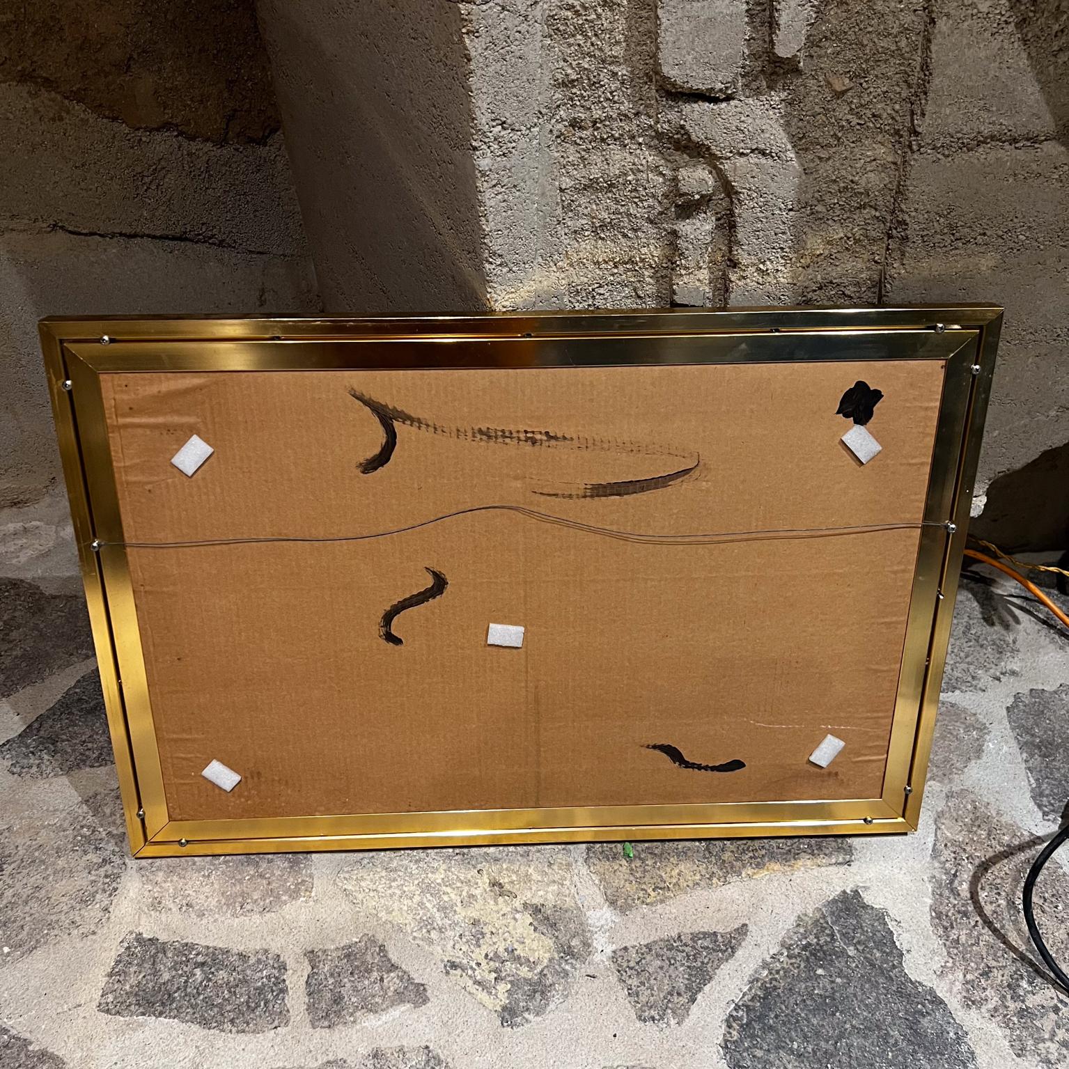1970s Elegant Rectangular Wall Mirror Aluminum and Brass For Sale 2