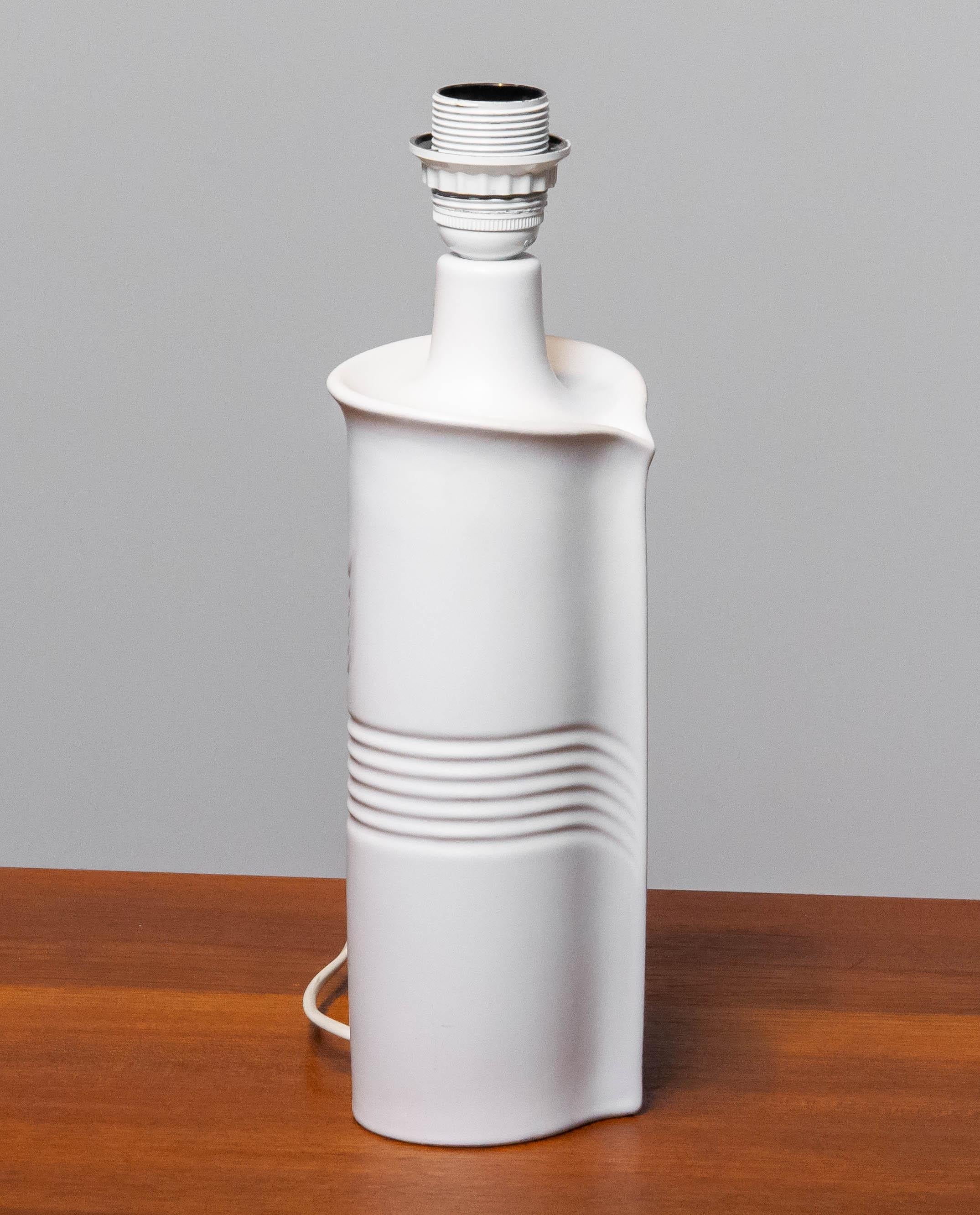 Late 20th Century 1970's Elegant White Ceramic Table Lamp by Søholm Stentøj Denmark For Sale