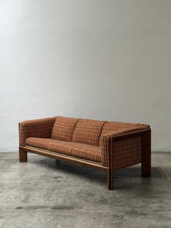 1970s Elegant Wood Frame Sofa – Newly Reupholstered, Mid-Century Design