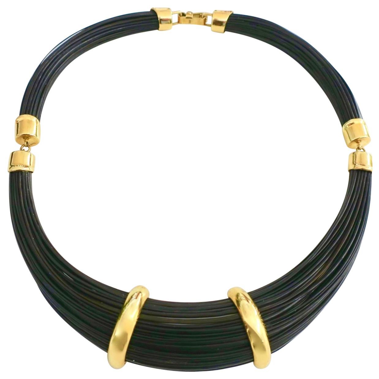 1970s Elephant Hair and Gold Necklace